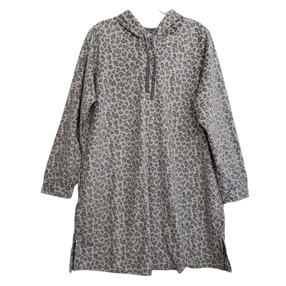 Muk Luks Women's Large Hooded Animal Print Night Shirt Night Gown with Pockets - Picture 1 of 9